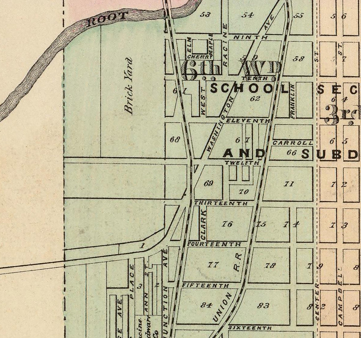 1878 Map of Racine Racine County Wisconsin