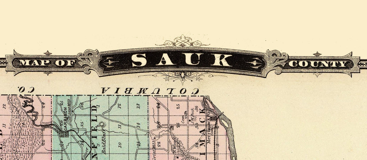 1878 Map of Sauk County Wisconsin