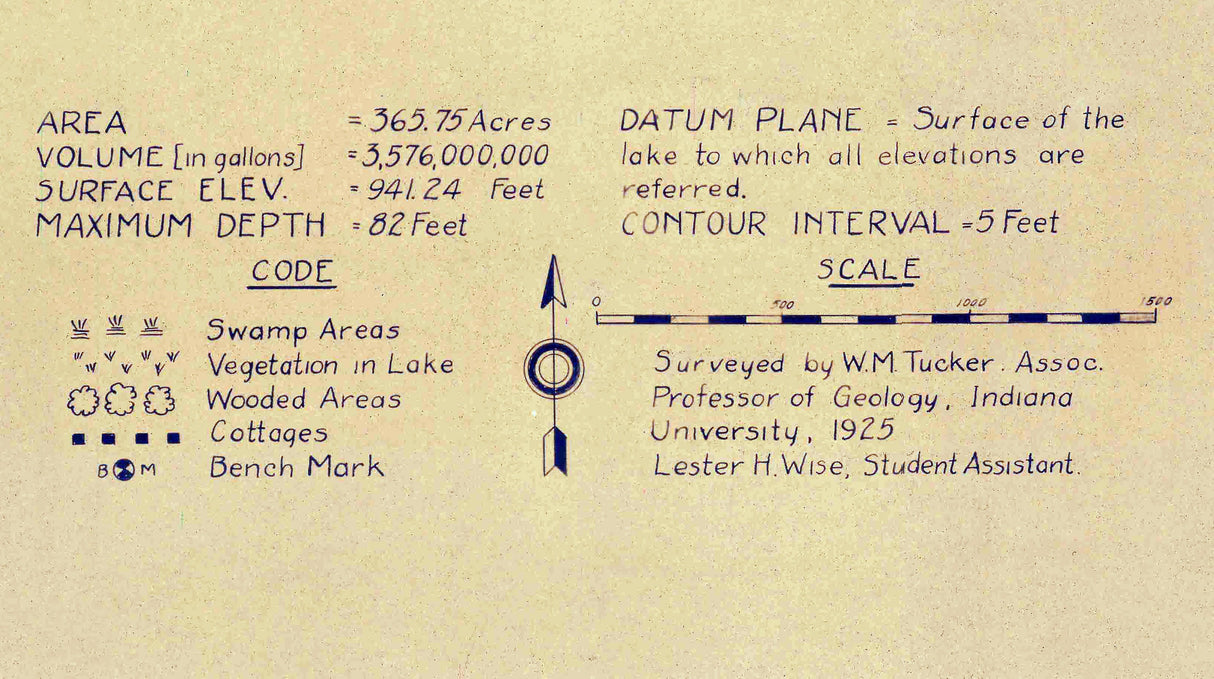 1925 Map of Big Long Lake LaGrange County Indiana