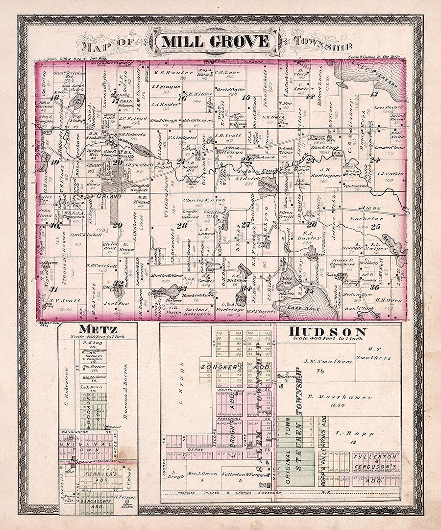 1880 Map of Mill Grove Township Steuben County Indiana