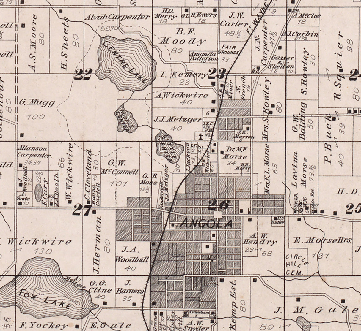 1880 Map of Pleasant Township Steuben County Indiana