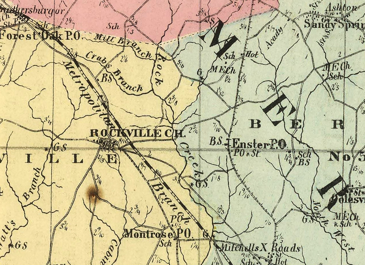 1866 Map of Montgomery County Maryland