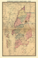 1866 Map of Somerset County Maryland