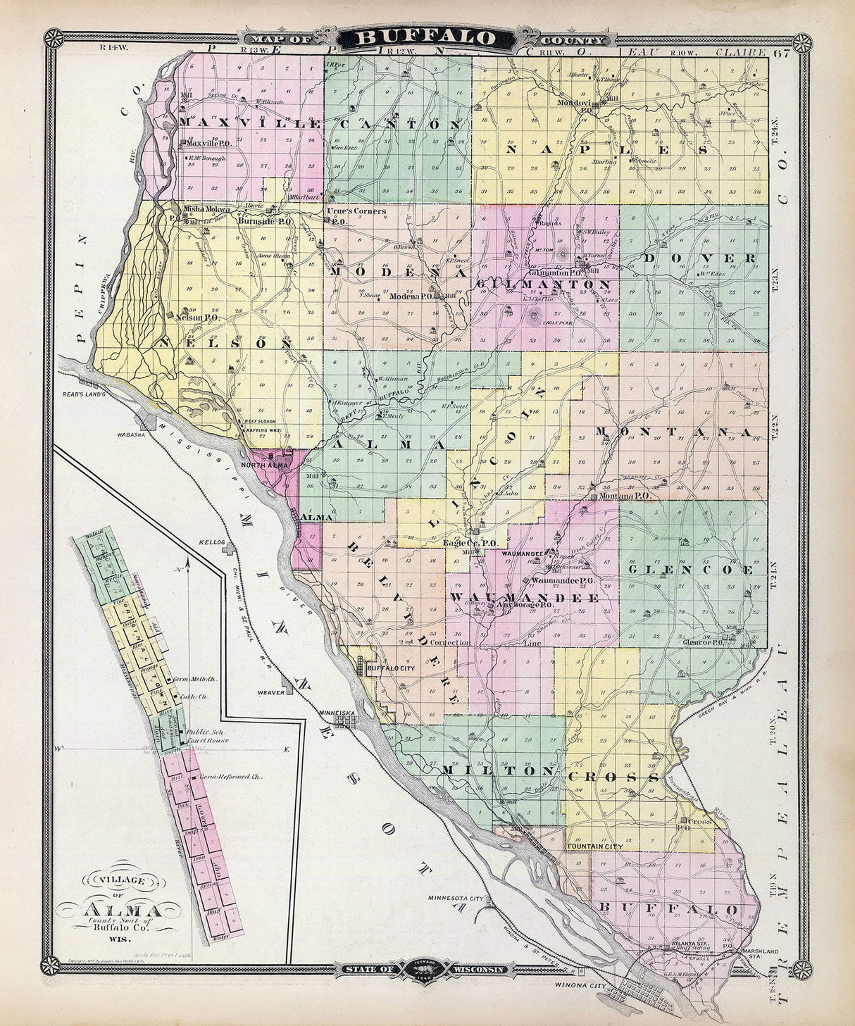 1878 Map of Buffalo County Wisconsin