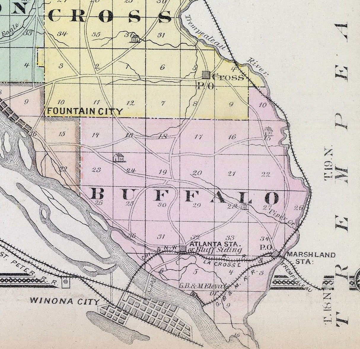 1878 Map of Buffalo County Wisconsin