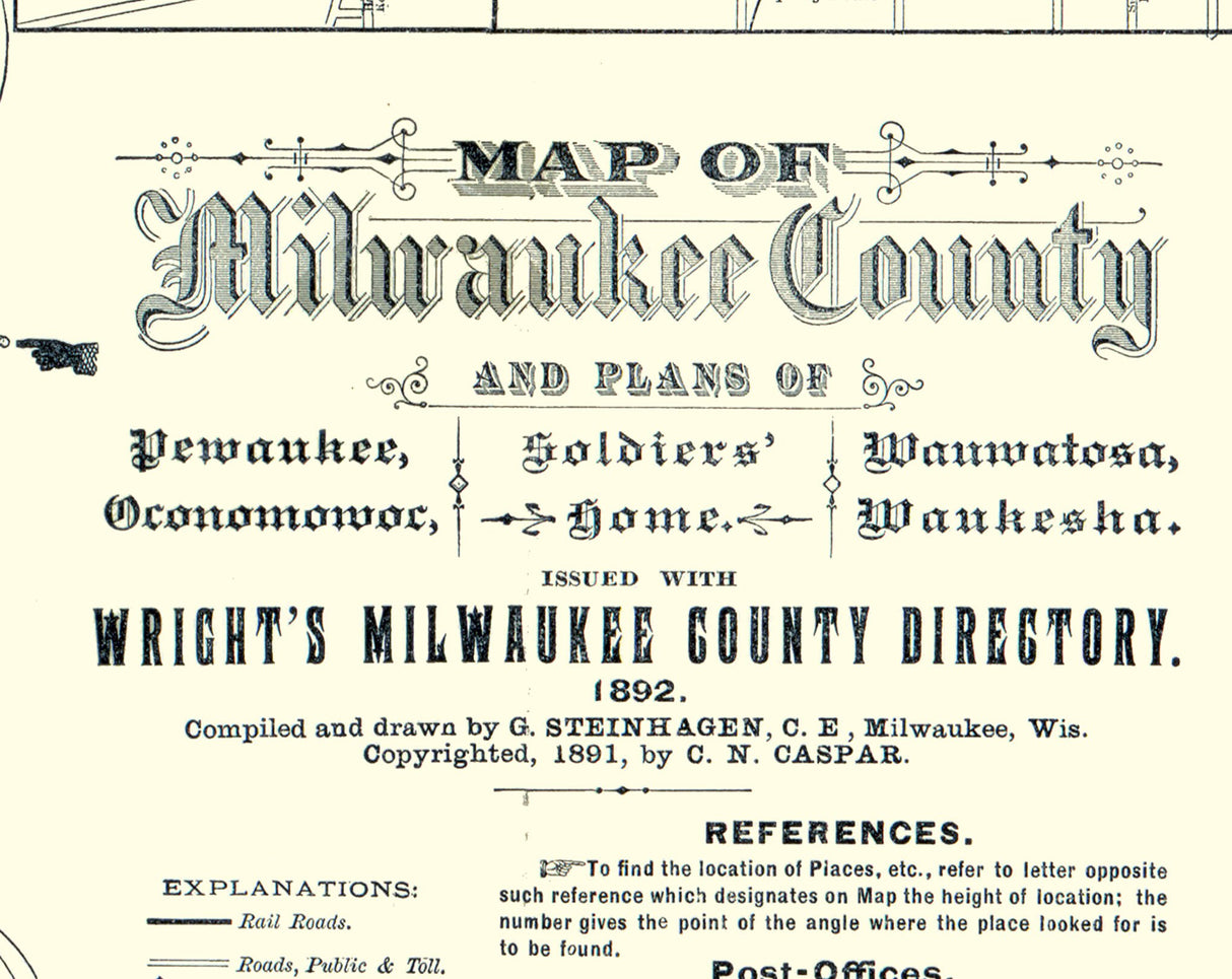 1892 Map of Milwaukee County Wisconsin