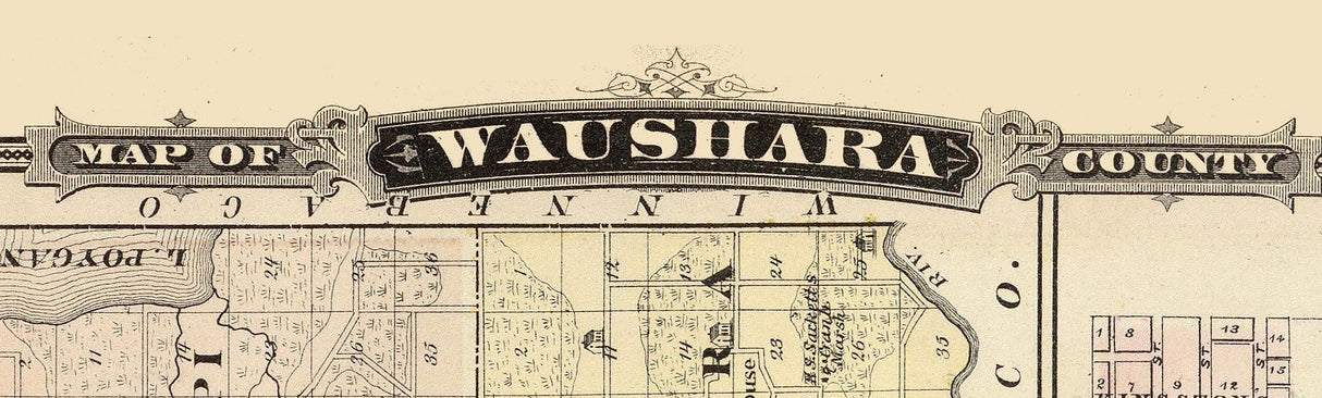 1878 Map of Waushara County Wisconsin