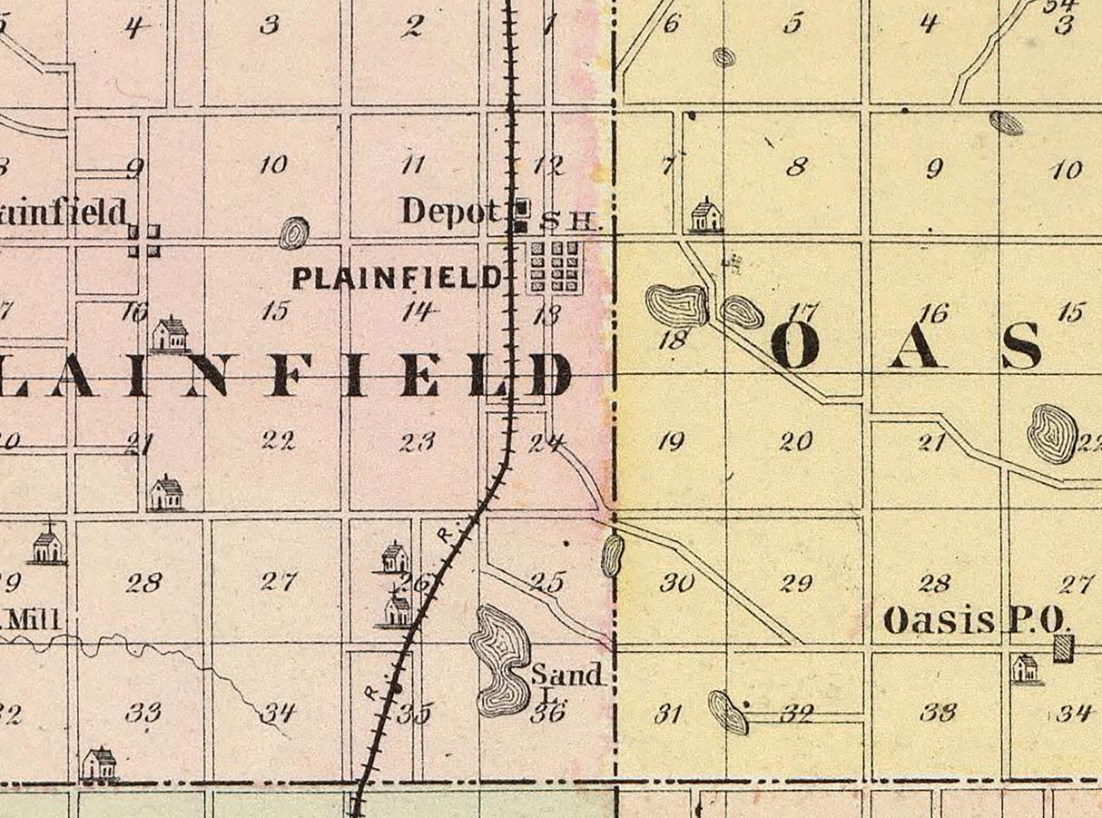 1878 Map of Waushara County Wisconsin