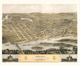 1868 Panoramic Map of Portage Columbia County Wisconsin