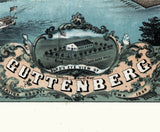 1869 Panoramic Map of Guttenberg Clayton County Iowa