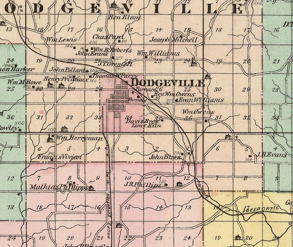 1878 Map of Iowa County Wisconsin