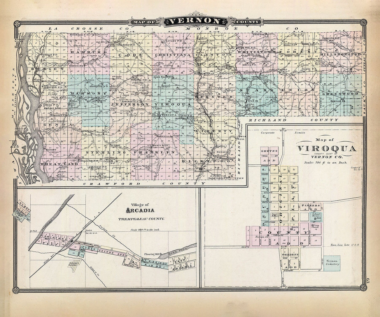 1878 Map of Vernon County Wisconsin