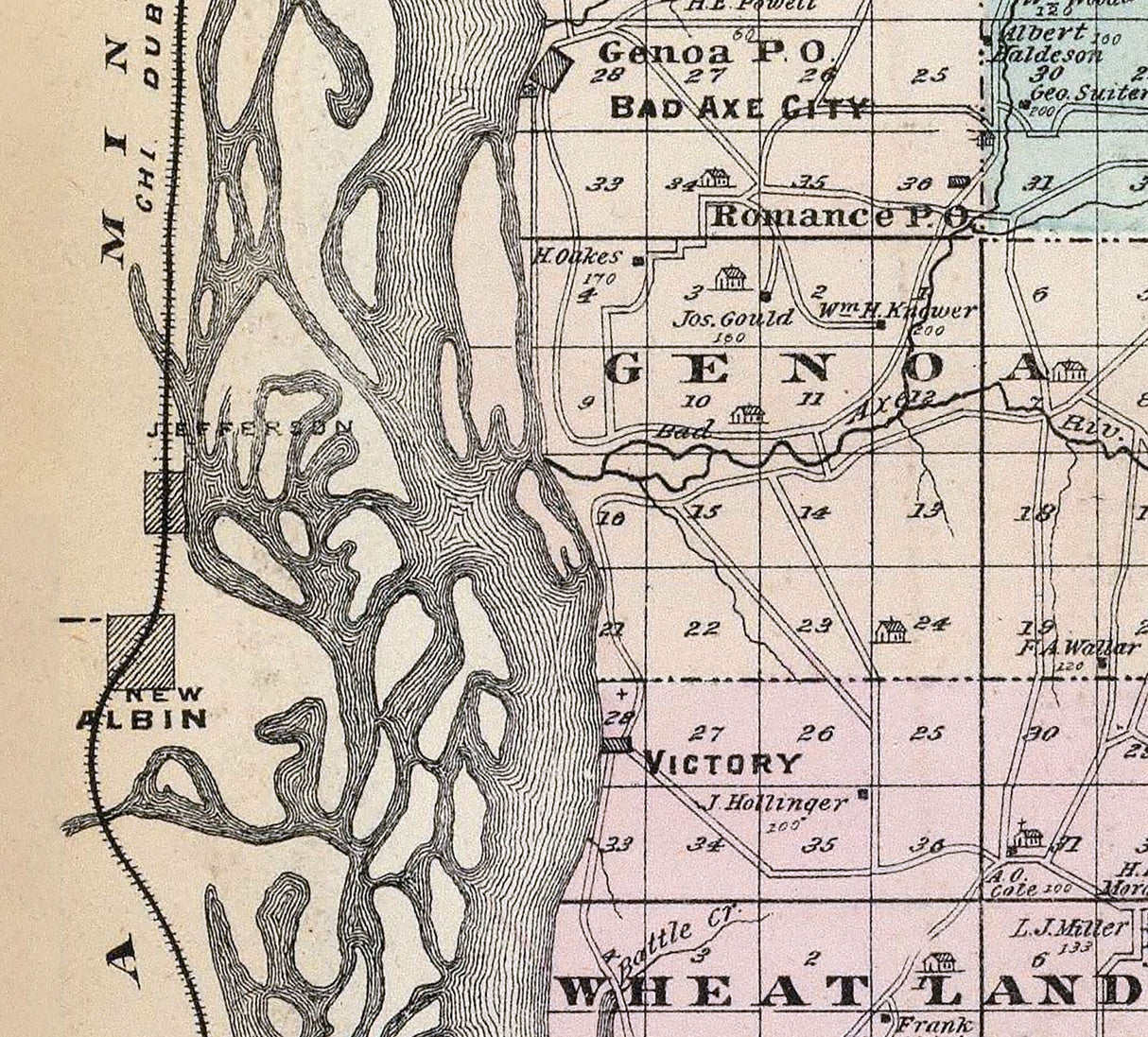 1878 Map of Vernon County Wisconsin