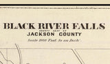 1878 Town Map of Black River Falls Jackson County Wisconsin