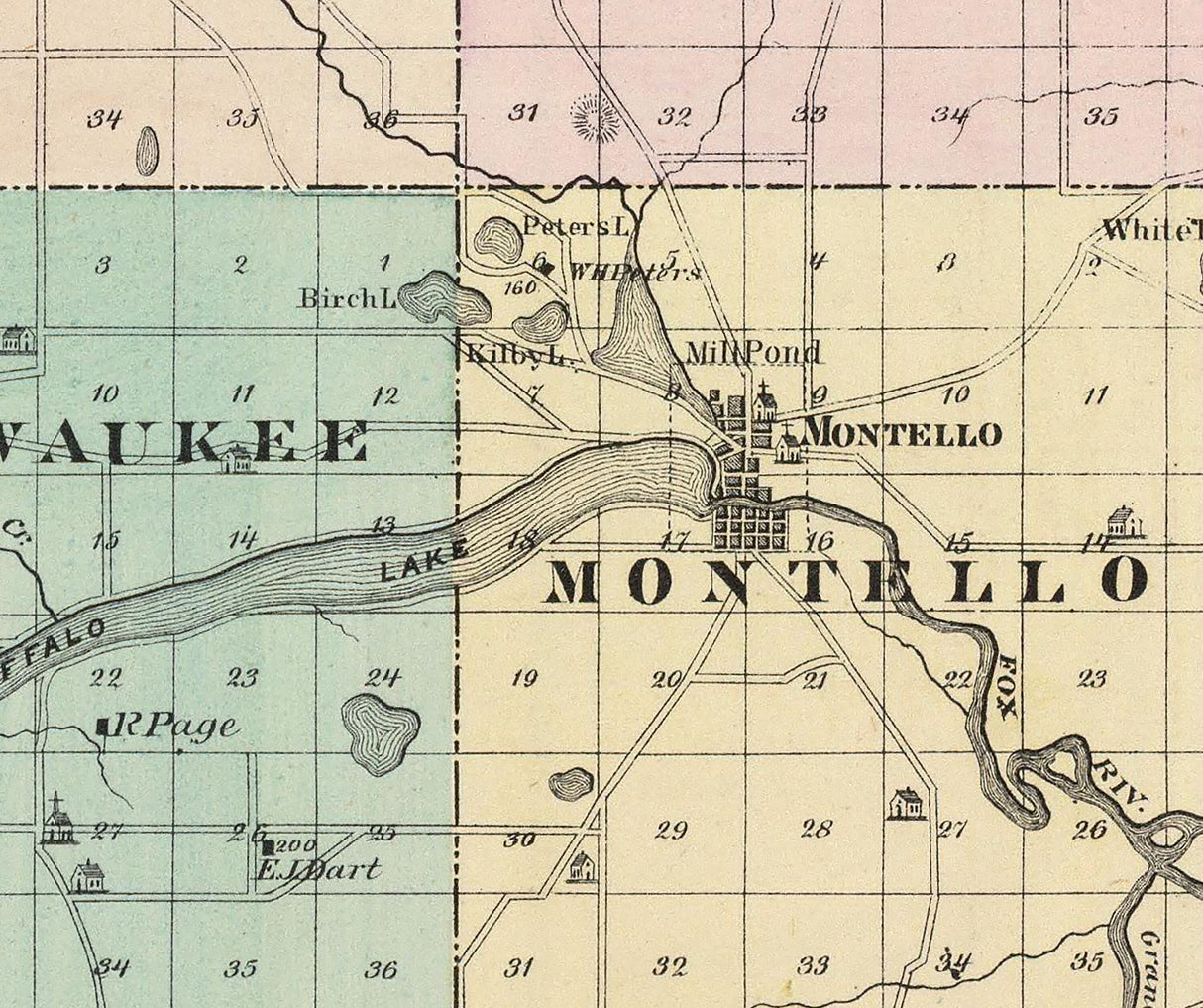 1878 Map of Marquette County Wisconsin