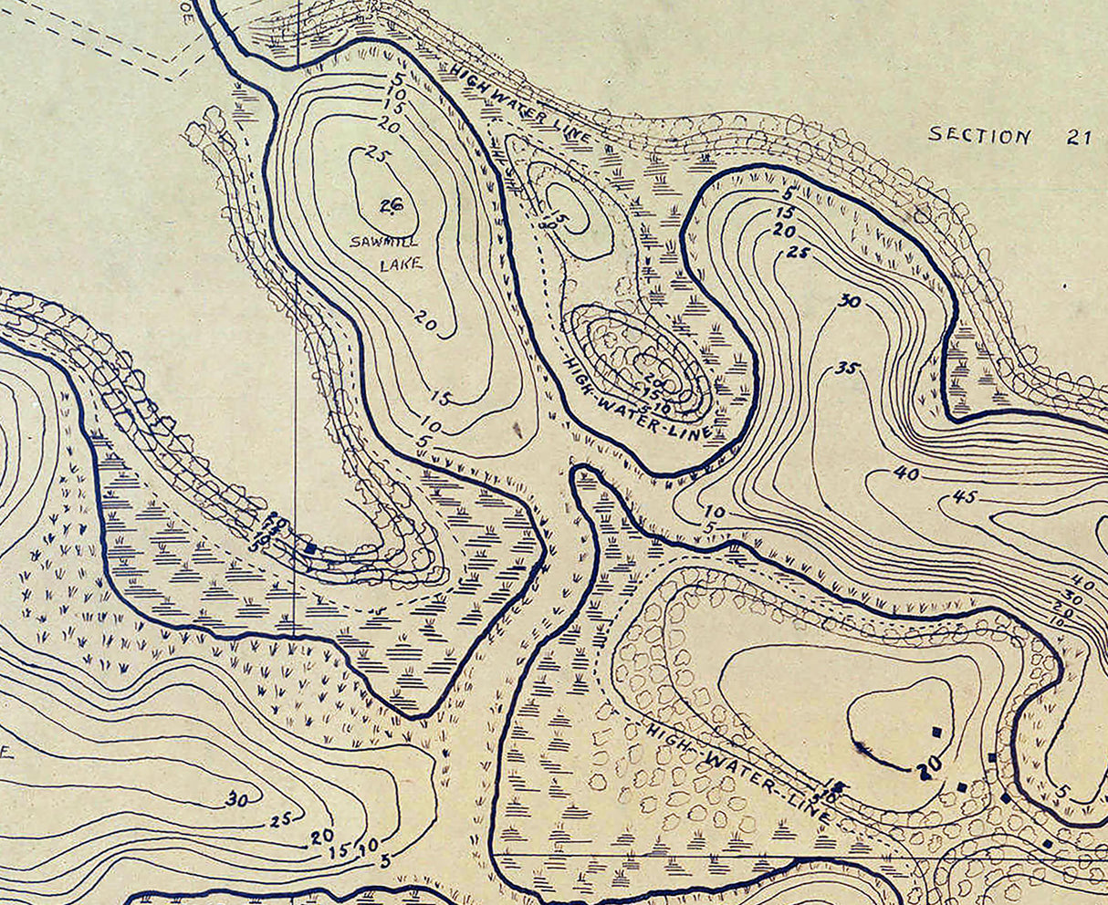 1922 Map of Barbee Lakes Kosciusko County Indiana