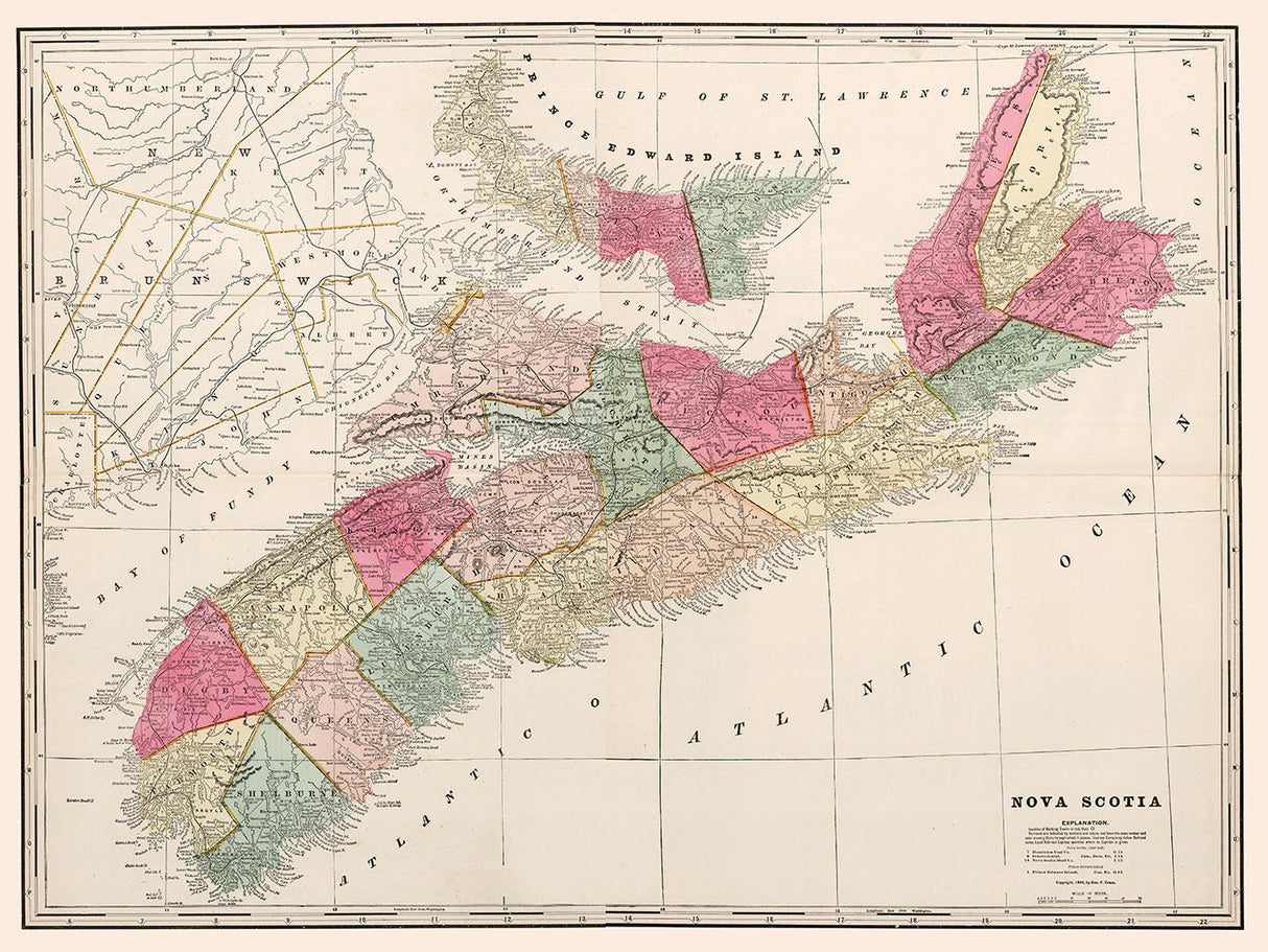 1899 Map of Nova Scotia Canada