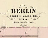 1878 Town Map of Berlin Green Lake County Wisconsin