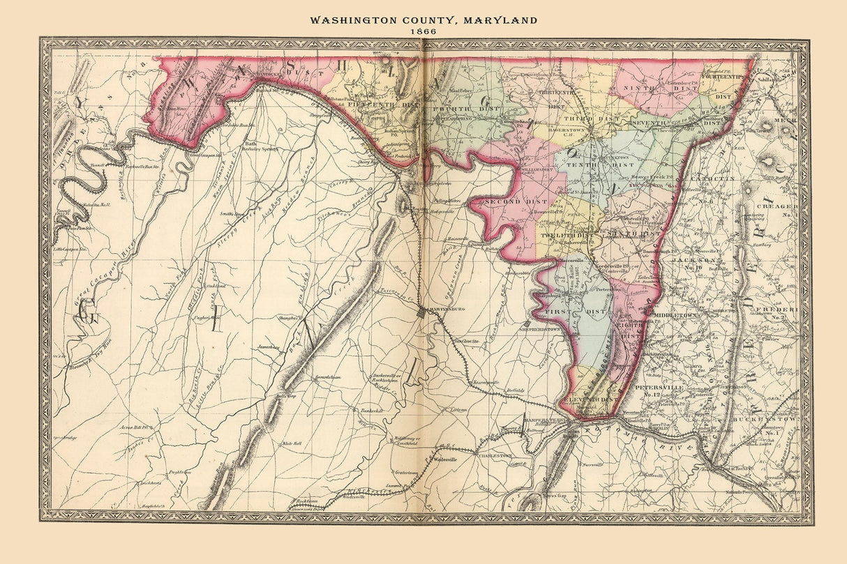 1866 Map of Washington County Maryland