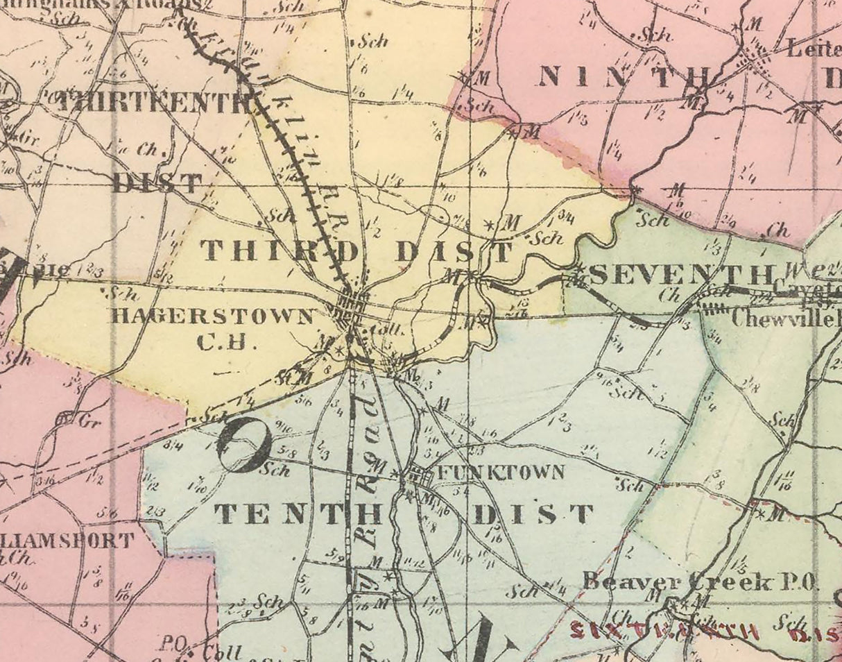 1866 Map of Washington County Maryland