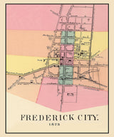 1873 Town Map of Frederick City Maryland