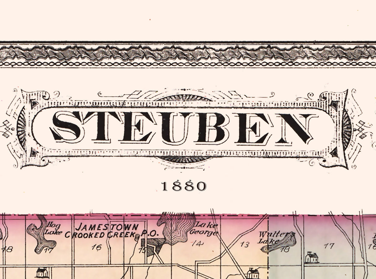 1880 Map of Steuben County Indiana