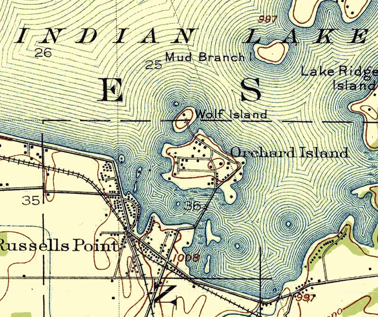 1915 Map of Indian Lake Logan County Ohio