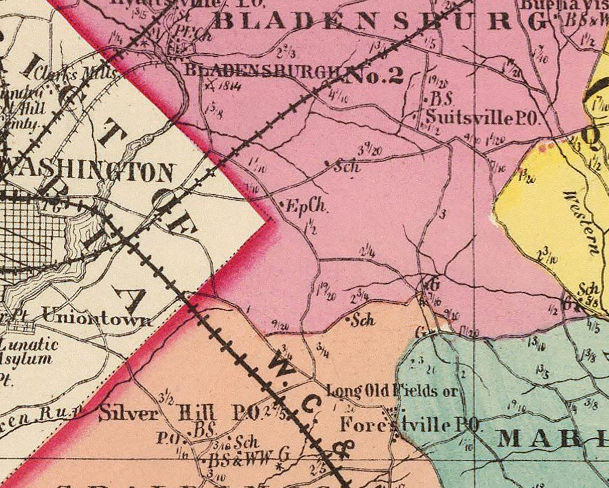 1873 Map of Anne Arundel and Prince George County Maryland