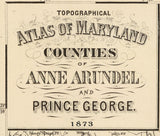 1873 Map of Anne Arundel and Prince George County Maryland