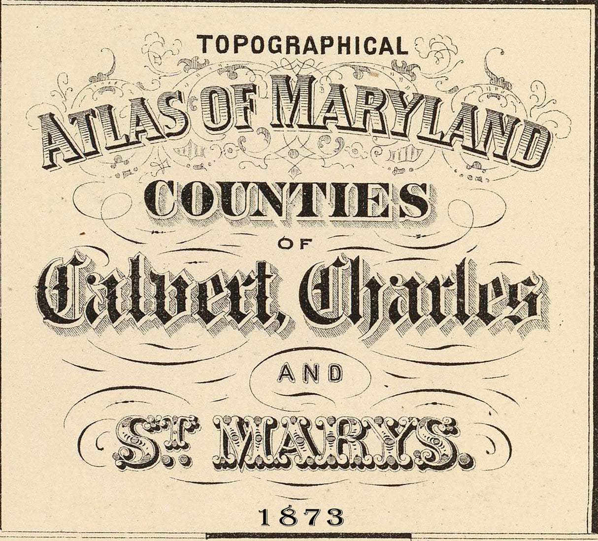 1873 Map of Calvert Charles and St Marys County Maryland