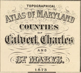 1873 Map of Calvert Charles and St Marys County Maryland