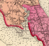 1873 Map of Calvert Charles and St Marys County Maryland