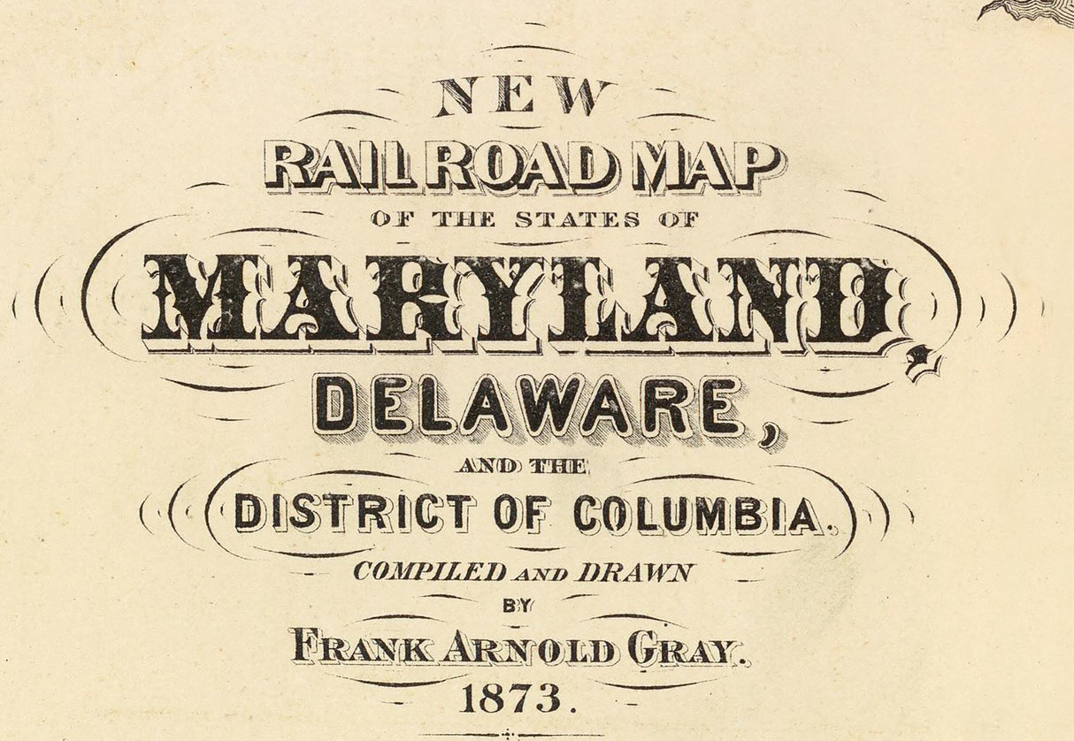 1873 Railroad Map of Maryland and Delaware