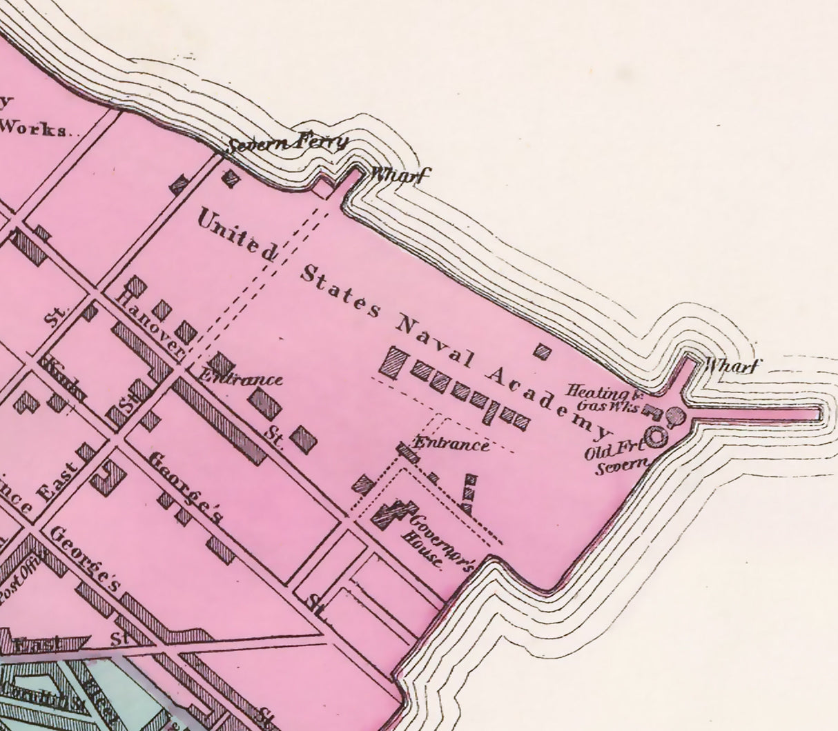 1873 Town Map of Annapolis Maryland