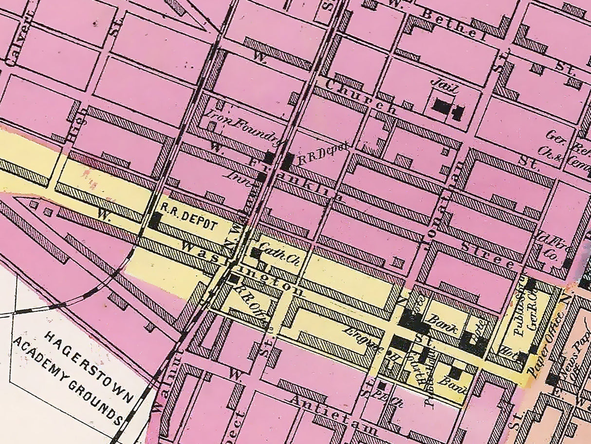 1873 Town Map of Hagerstown Maryland