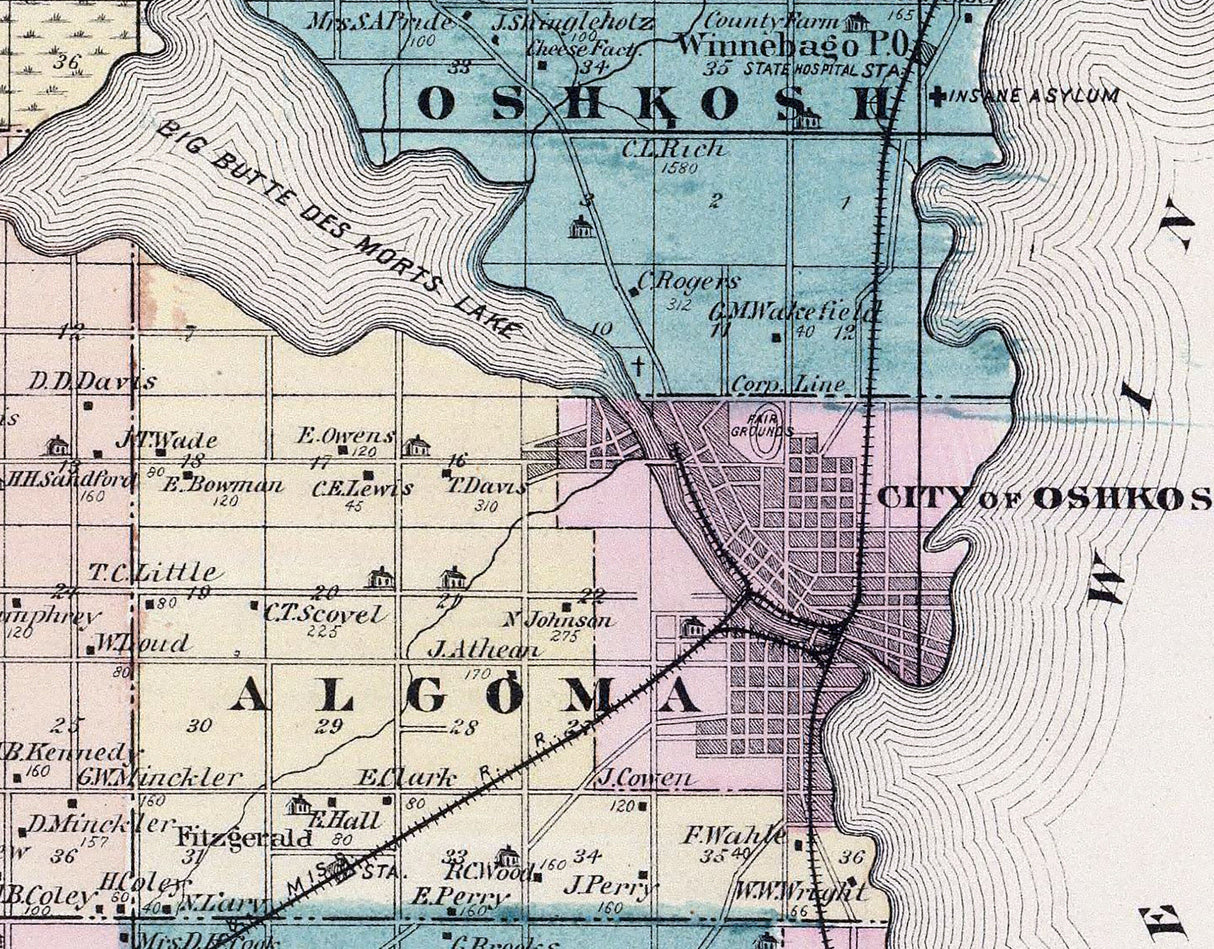 1878 Map of Winnebago County Wisconsin