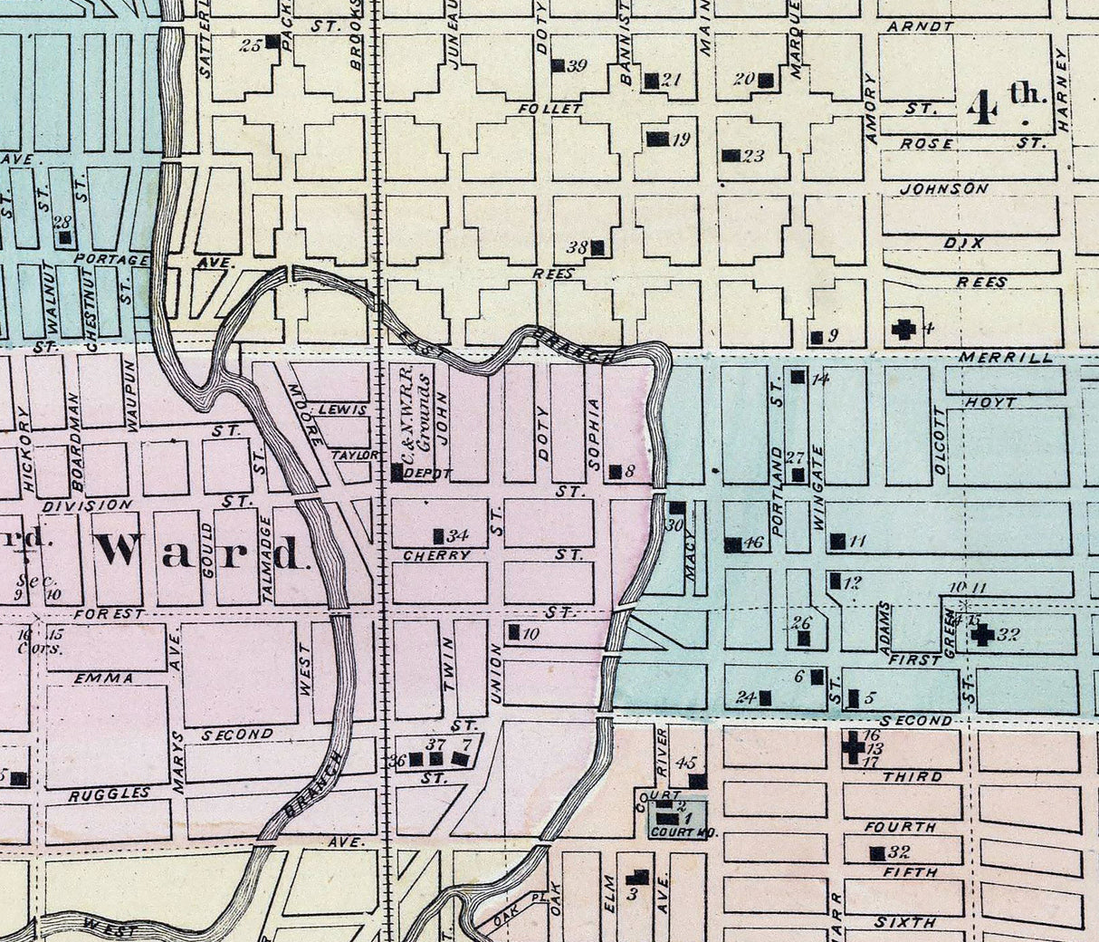 1878 Town Map of Fond Du Lac Wisconsin