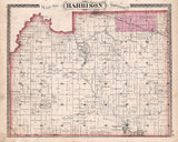 1879 Map of Harrison Township Kosciusko County Indiana