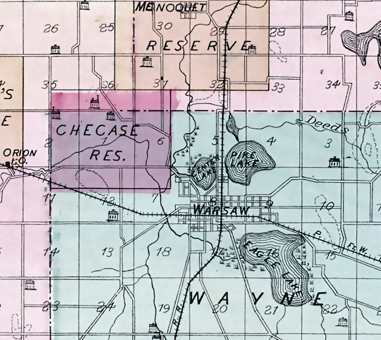 1879 Map of Kosciusko County Indiana