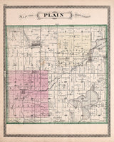 1879 Map of Plain Township Kosciusko County Indiana