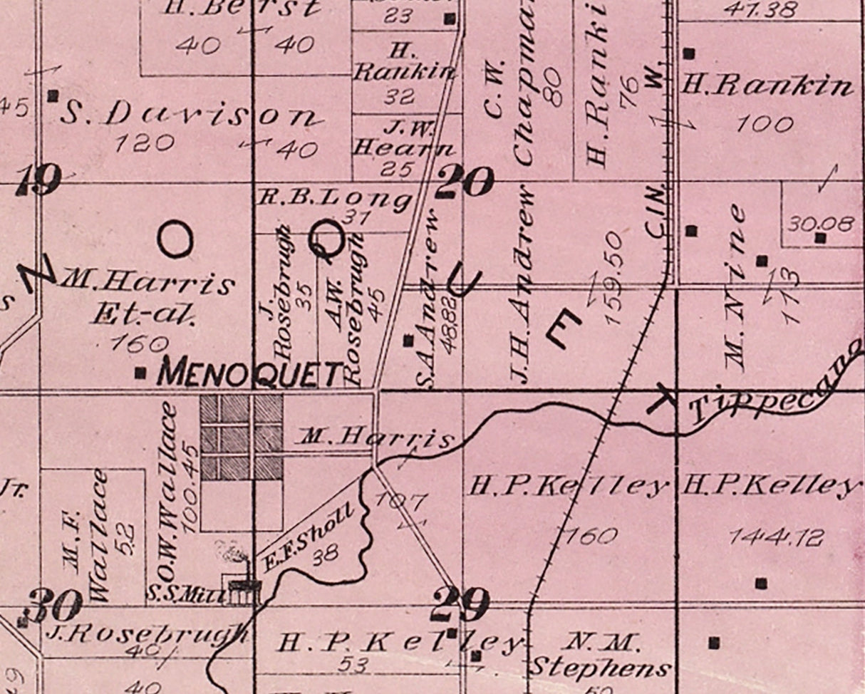 1879 Map of Plain Township Kosciusko County Indiana