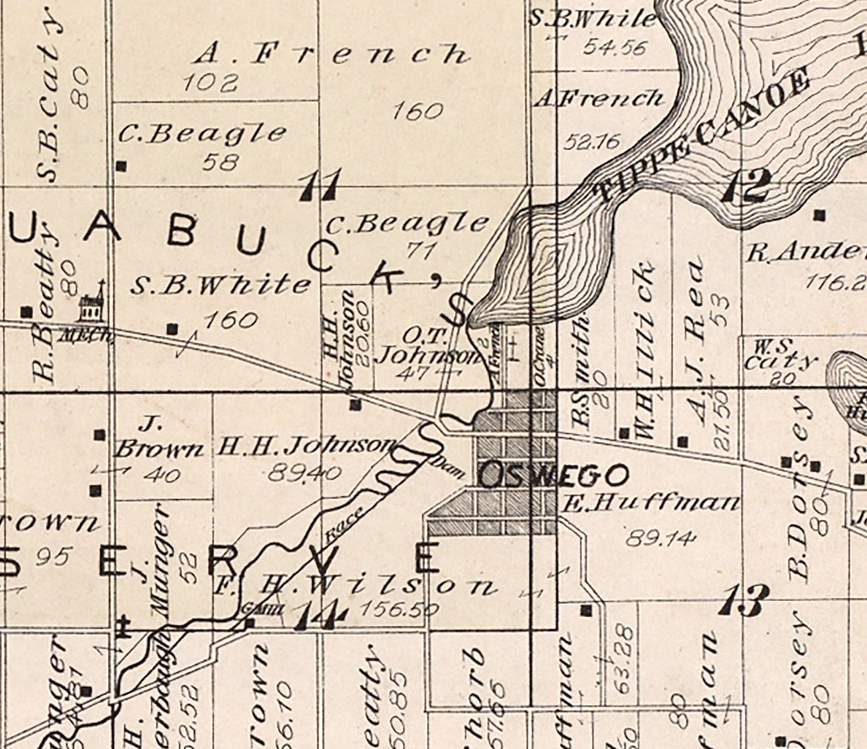 1879 Map of Plain Township Kosciusko County Indiana