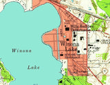 1959 Map of Warsaw Indiana Winona Lake