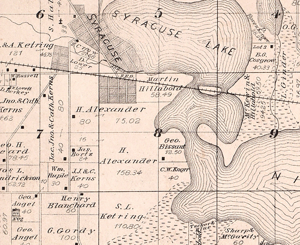 1879 Map of Turkey Creek Township Kosciusko County Indiana