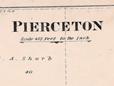 1879 Town Map of Pierceton Kosciusko County Indiana