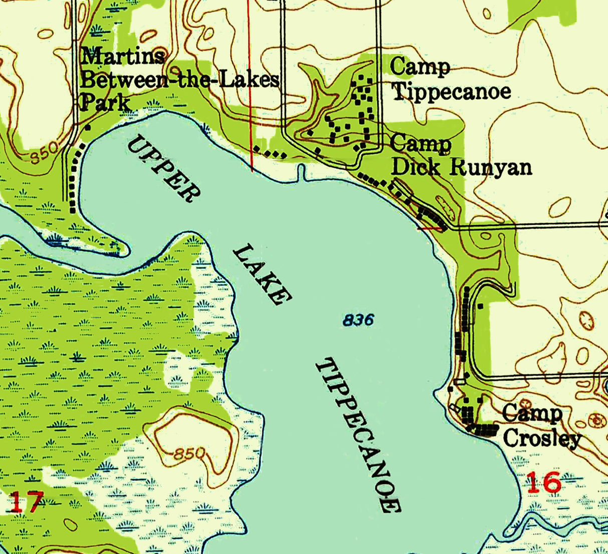 1950 Map of Tippecanoe Lake Indiana