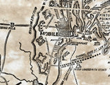 1864 Map of Mobile Bay Alabama