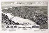 1892 Panoramic Map of Laredo Texas