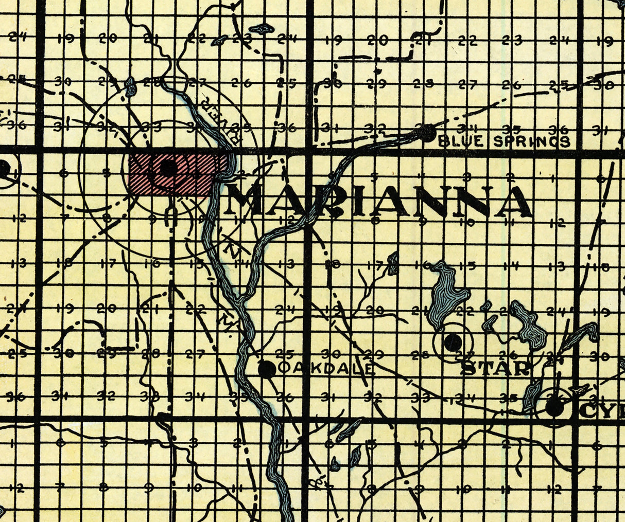 1914 Map of Jackson County Florida