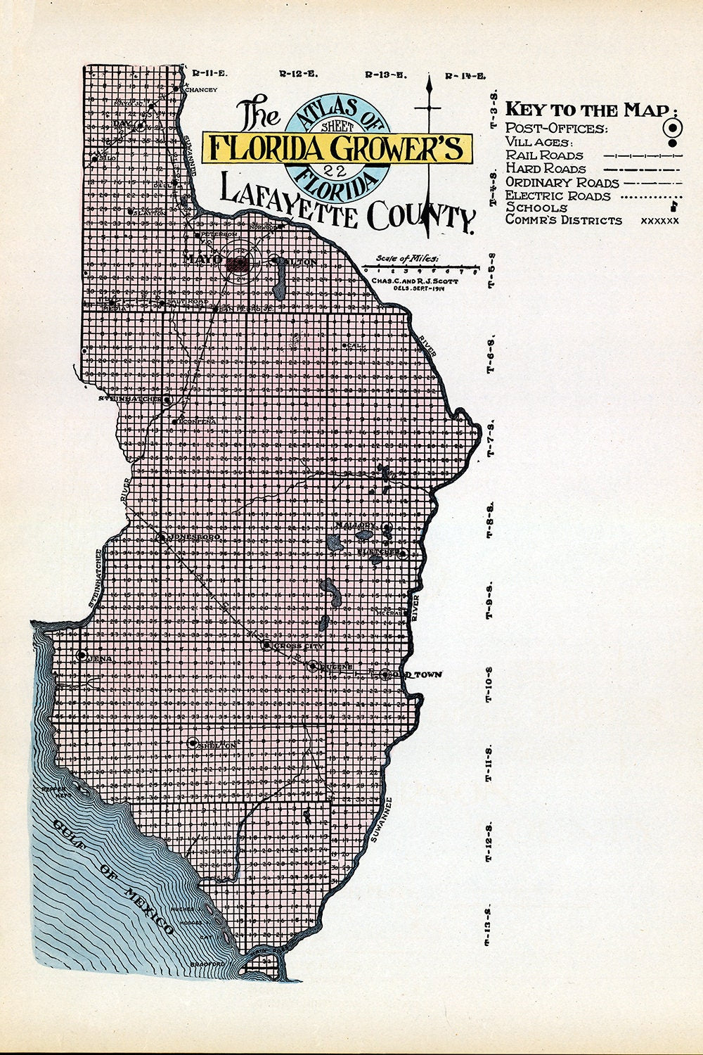 1914 Map of Lafayette County Florida